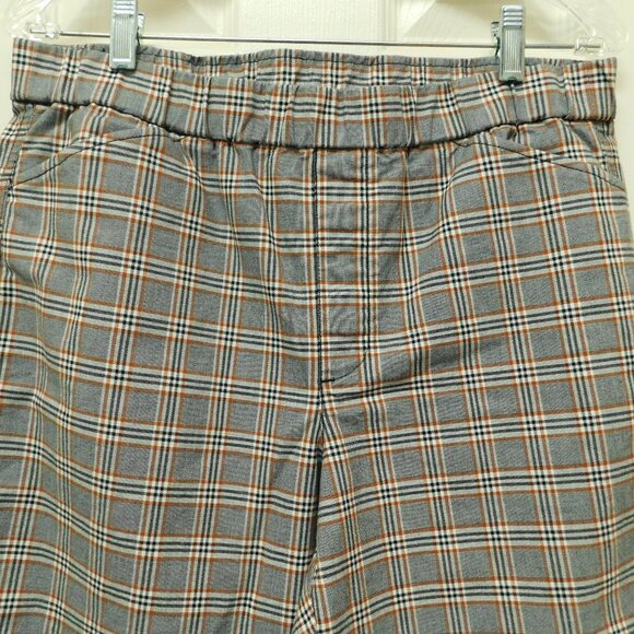 LANDS’ END Mid Rise Chino Ankle Pants Gray/Black, Orange Plaid Womens Size 12 - Picture 3 of 7